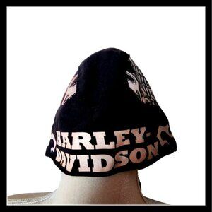 Harley Davidson Black Logo Headwrap Biker Skull Print‎ Cap One Size